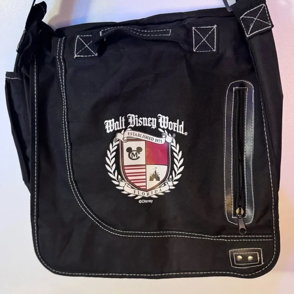 Walt Disney World Black Messenger Bag with Classic Logo - Picture 2 of 2